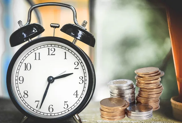 alarm clock, coins, finance, money, financial, time, investment, deposit, savings, income, cash, clock, concept, profit, interests, bank. Formulas that price the true cost of branchless banks, one by one